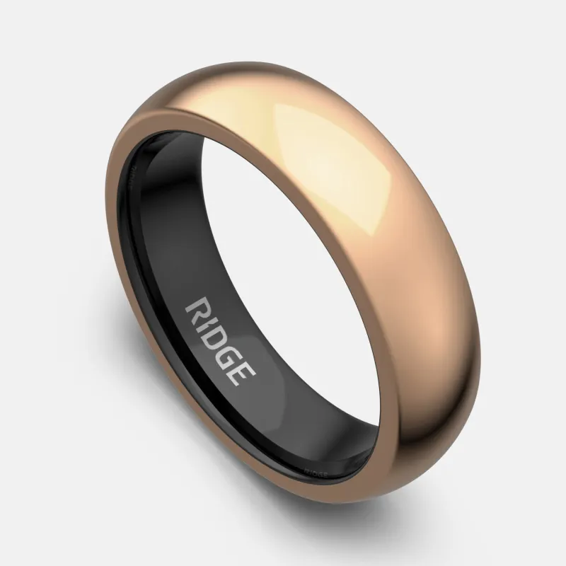 Ridge 6mm Rounded Ring Set - 18K Rose Gold sold by The Ridge