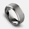 Ridge 8mm Beveled Ring Set - Platinum | Tantalum sold by The Ridge