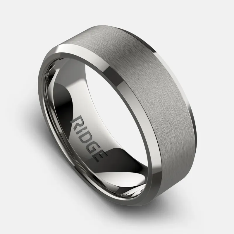 Ridge 8mm Beveled Ring Set - Platinum | Tantalum sold by The Ridge