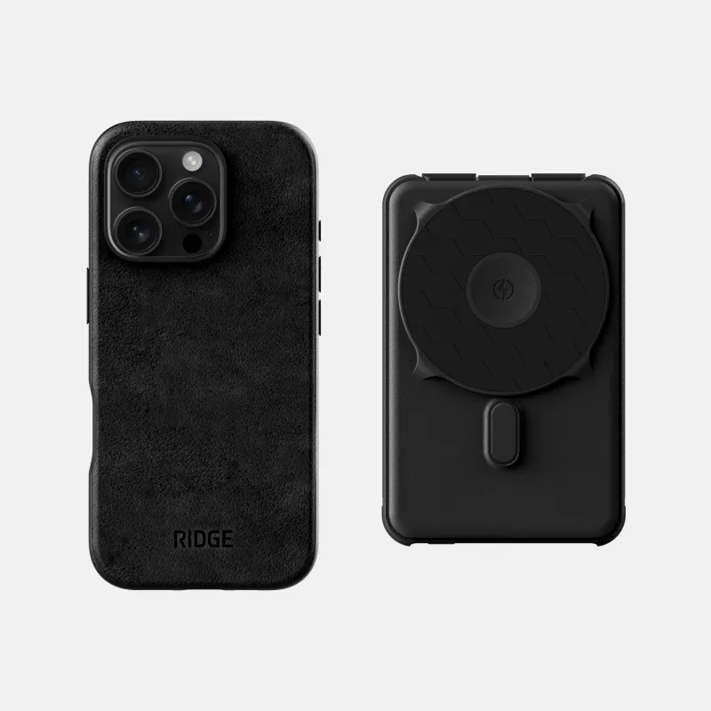 Everyday Charging Kit - iPhone 16 Pro - Midnight Black Leather sold by The Ridge