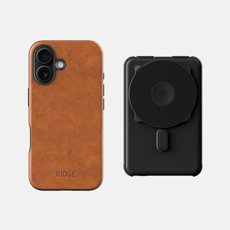 Everyday Charging Kit - iPhone 16 - Tobacco Brown Leather sold by The Ridge