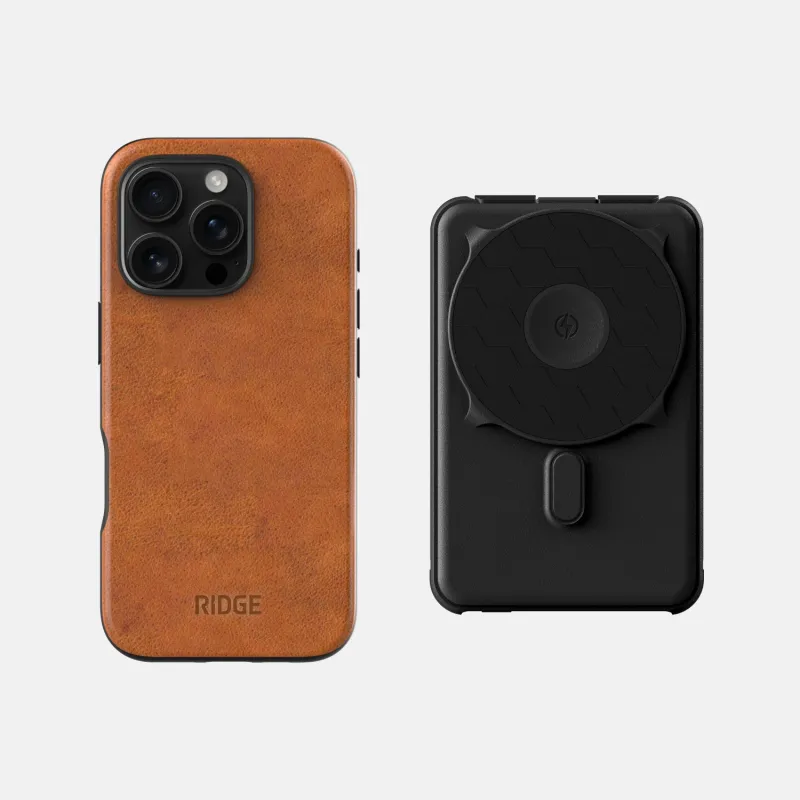 Everyday Charging Kit - iPhone 16 Pro - Tobacco Brown Leather sold by The Ridge