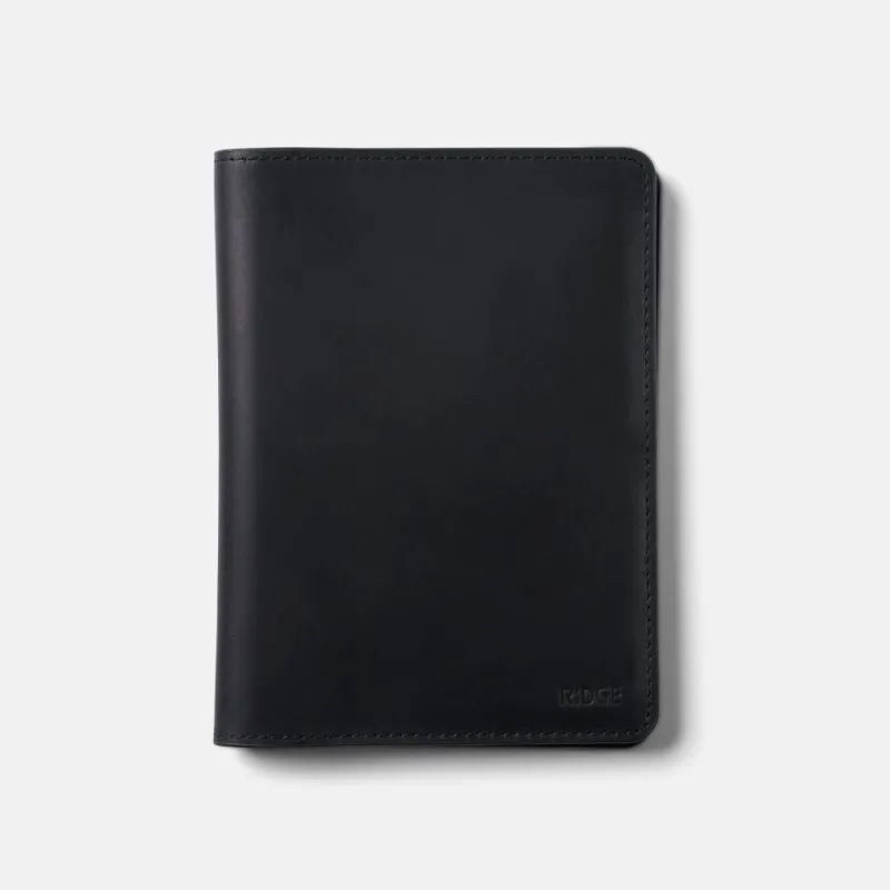 Passport Wallet - Midnight Black Leather sold by The Ridge
