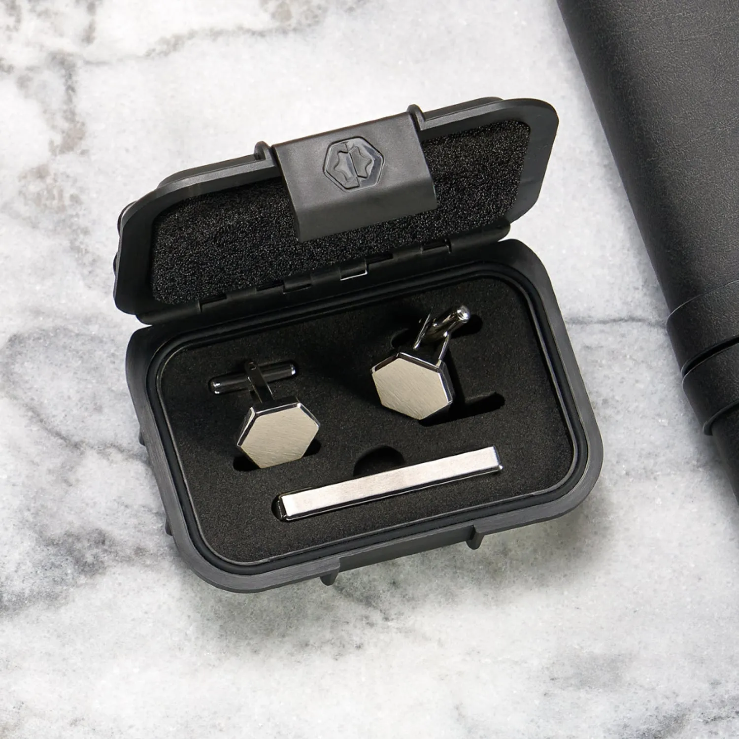 Tie Bar & Cufflinks Kit - Platinum sold by The Ridge product image thumbnail 5