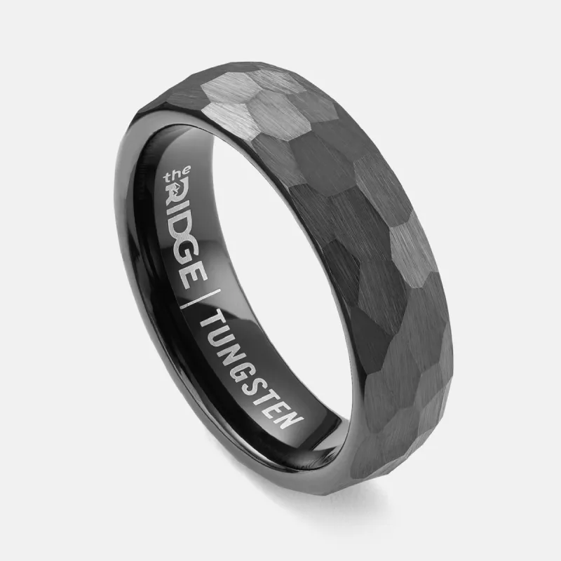 Ridge 6mm Hammered Ring Set - Gunmetal sold by The Ridge