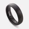 Ridge 6mm Rounded Ring Set - Black Damascus sold by The Ridge