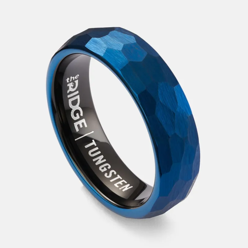 Ridge 6mm Hammered Ring Set - Alpine Navy sold by The Ridge