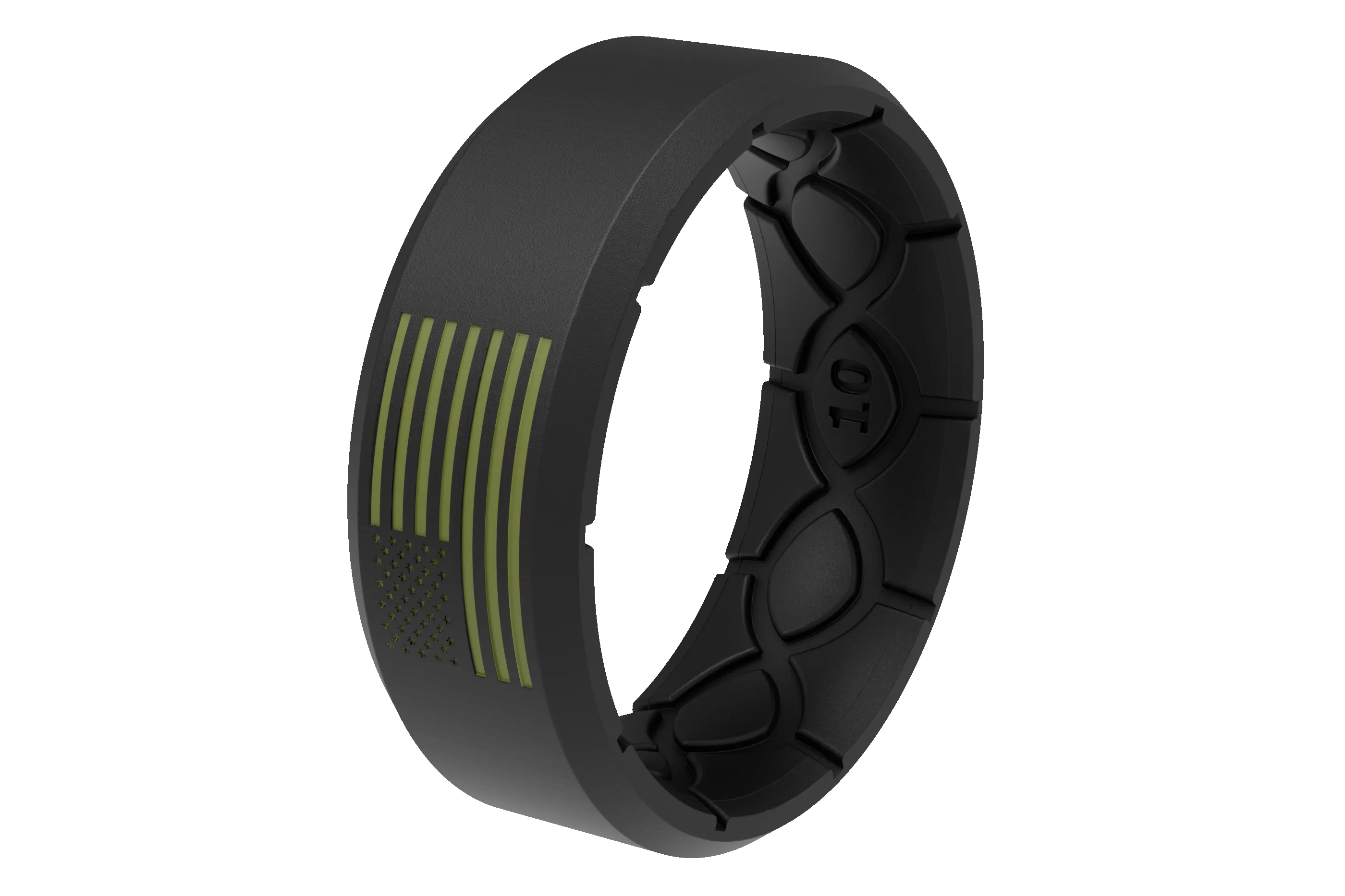 Edge Hero - America Black & Moss Green Flag Ring sold by Groove Life product image thumbnail 2