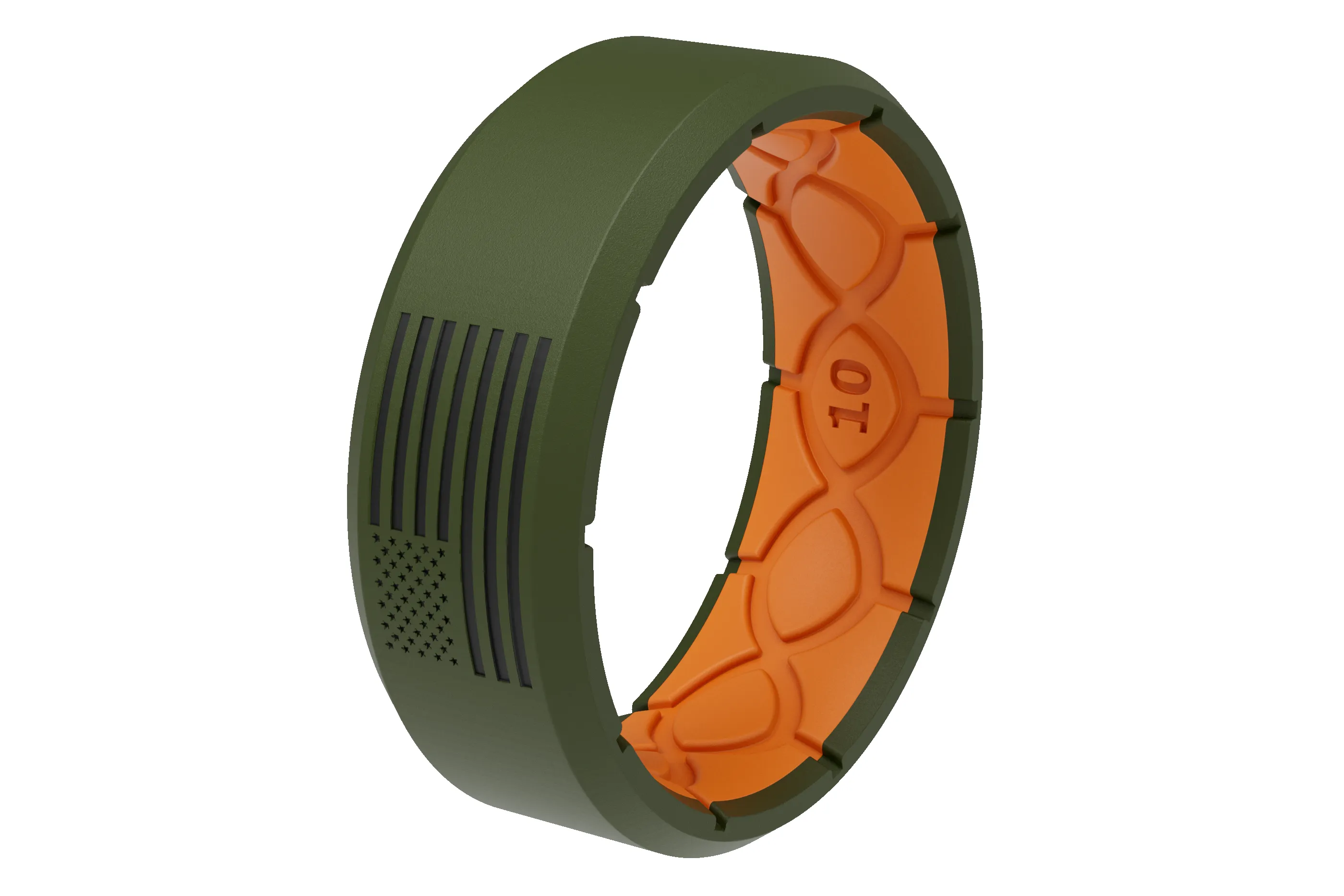 Edge Hero - America Moss Green & Black Flag Ring sold by Groove Life product image thumbnail 2