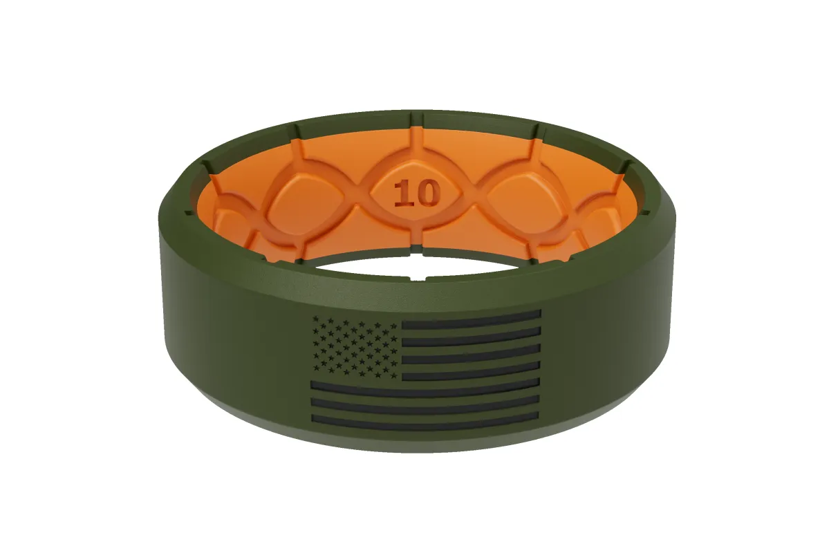Edge Hero - America Moss Green & Black Flag Ring sold by Groove Life