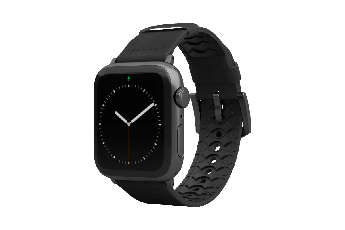 Vulcan Obsidian - Black Apple Leather Watch Band sold by Groove Life