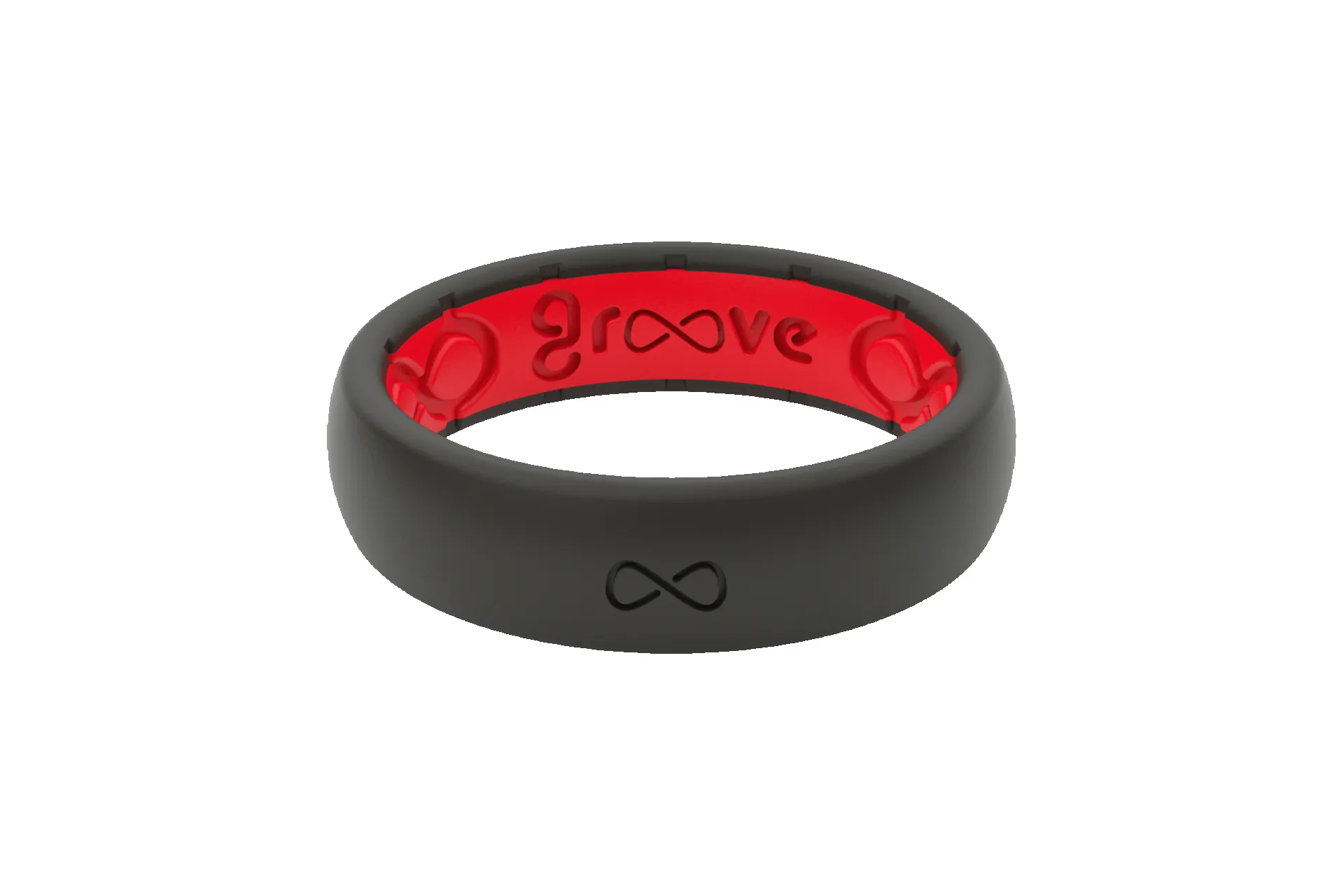 Solid Midnight Black & Raspberry Red Thin Ring sold by Groove Life