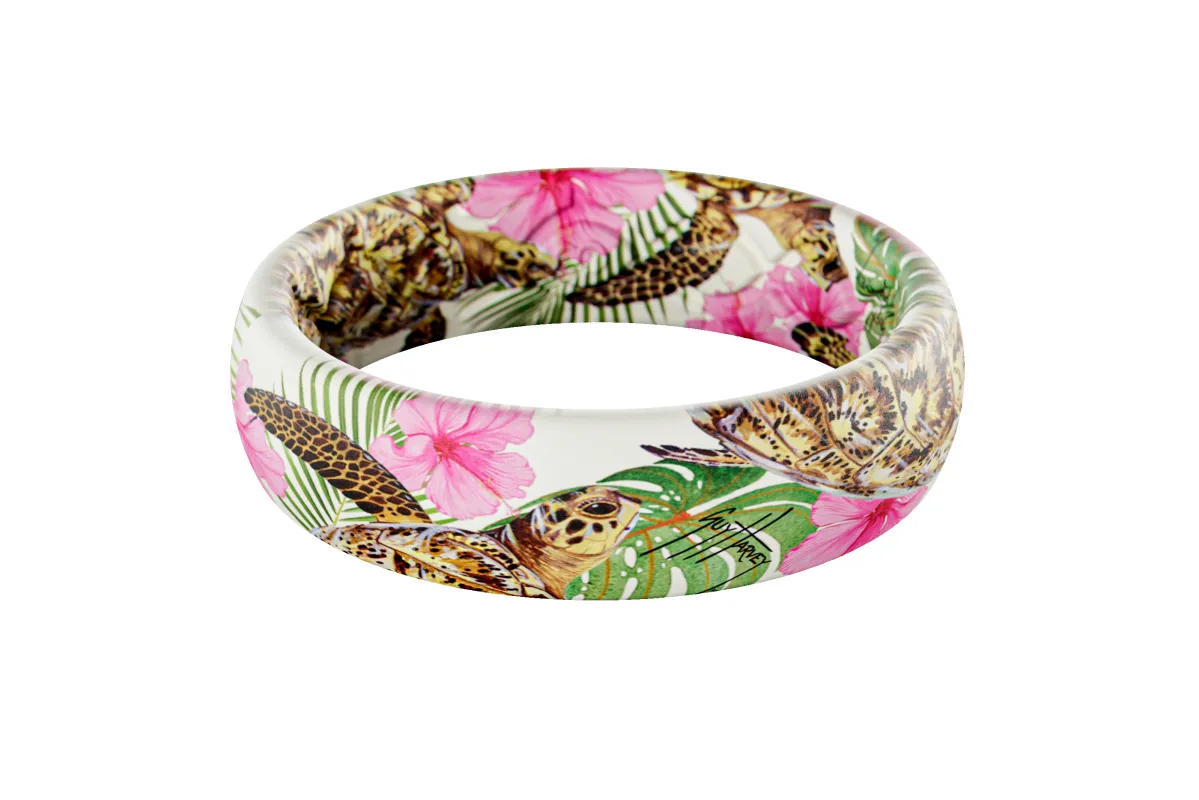 Guy Harvey Pink Hibiscus Turtle Thin Ring sold by Groove Life