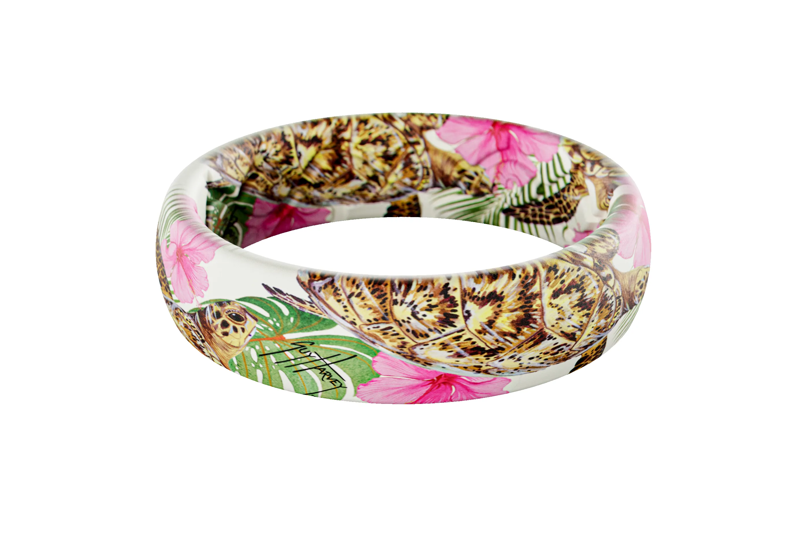 Guy Harvey Pink Hibiscus Turtle Thin Ring sold by Groove Life product image thumbnail 2