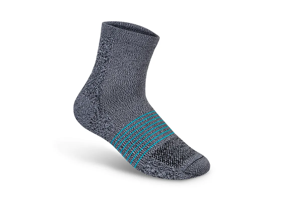 Compression Ankle Socks 15-20 mmHg - Gray/Teal Stripe sold by Orthofeet