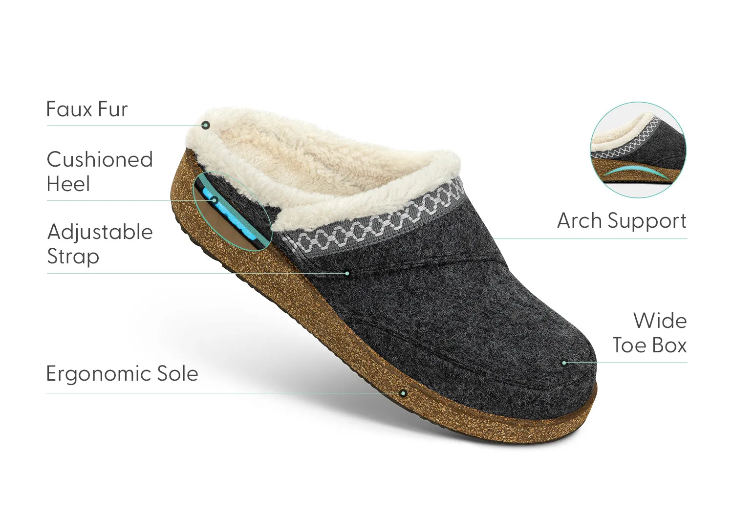 Clara - Charcoal Wool sold by Orthofeet product image thumbnail 3