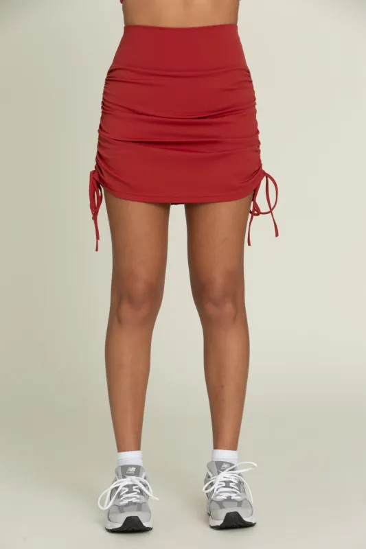 Rust Red Double Tie Athletic Skirt sold by Gold Hinge