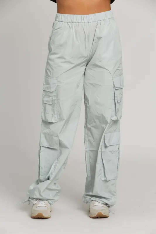 Ice Grey Parachute Pants sold by Gold Hinge