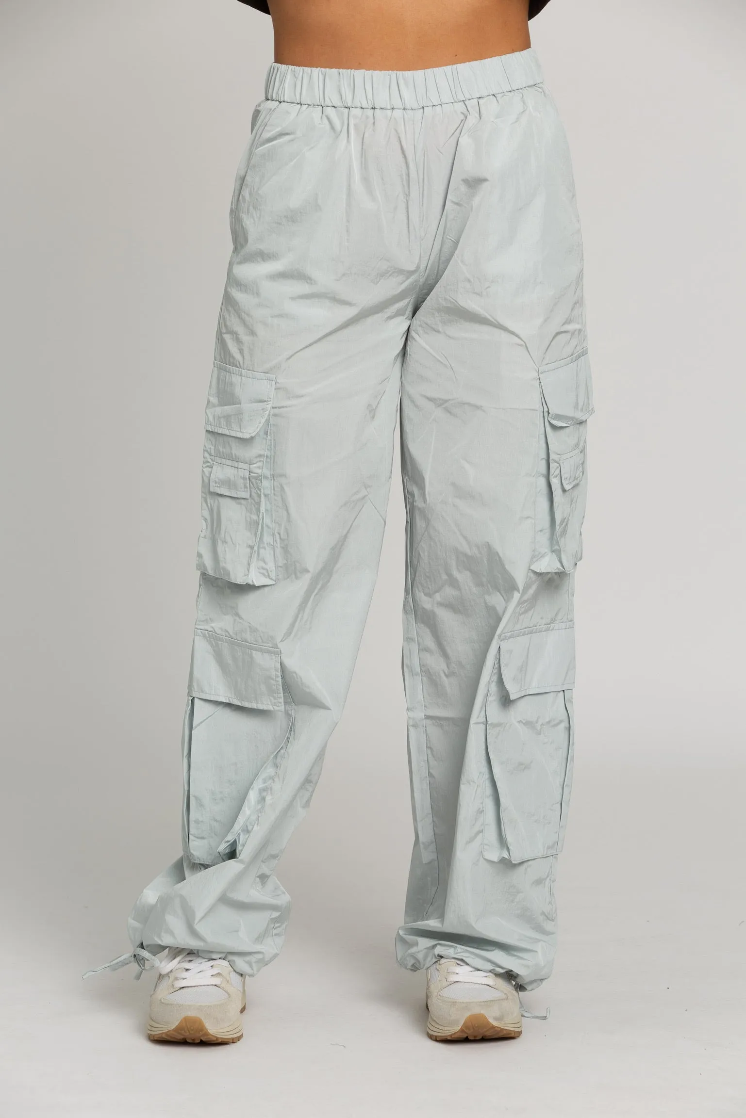 Ice Grey Parachute Pants sold by Gold Hinge