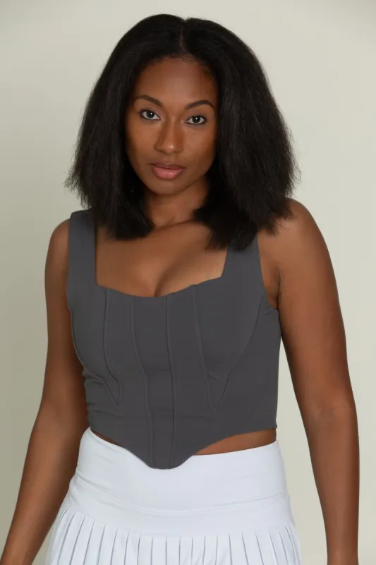 Charcoal Grey Corset Tank Top sold by Gold Hinge