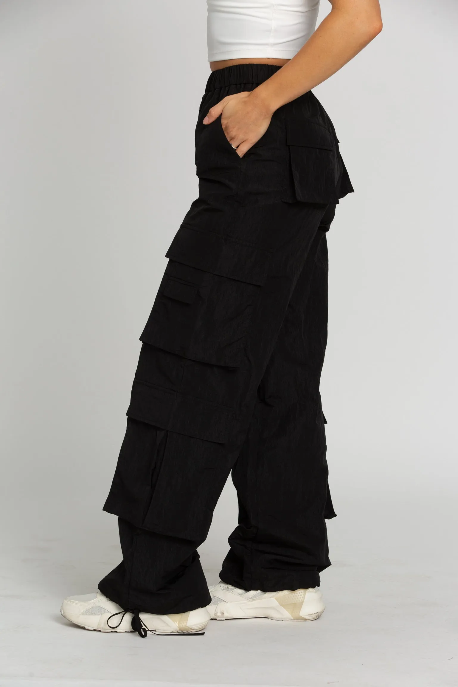 Shiny Black Parachute Pants sold by Gold Hinge product image thumbnail 2