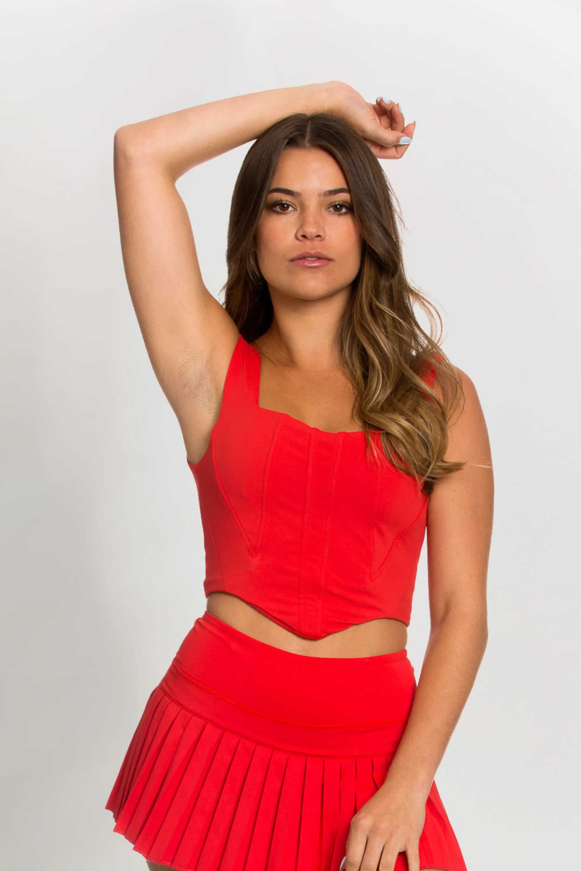 Candy Red Corset Tank Top sold by Gold Hinge