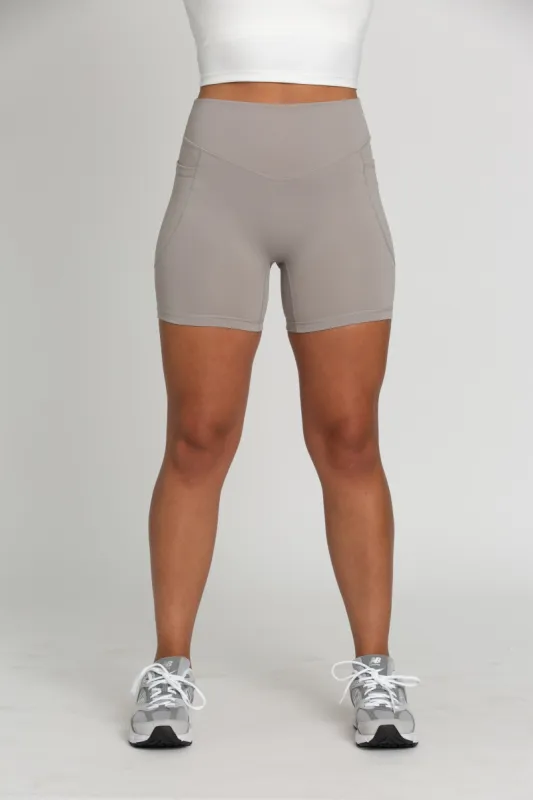 Grey Mist V-Cut Shorts 5" sold by Gold Hinge