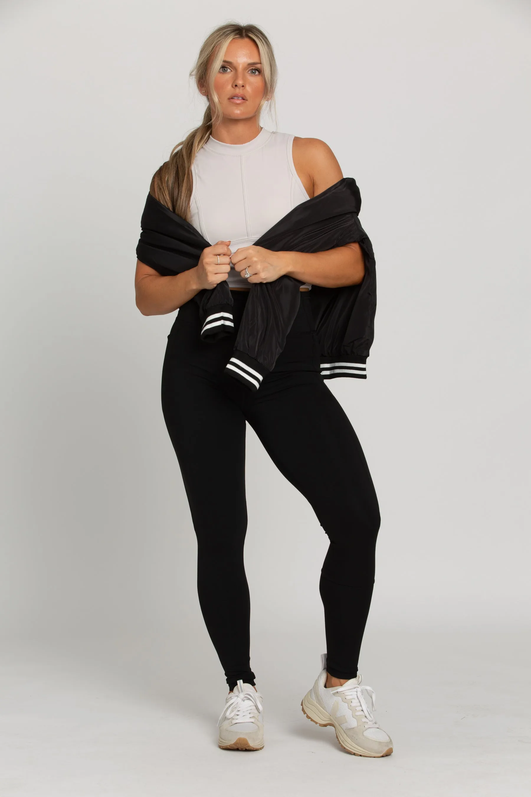 Black Lined Athletic Leggings sold by Gold Hinge product image thumbnail 5