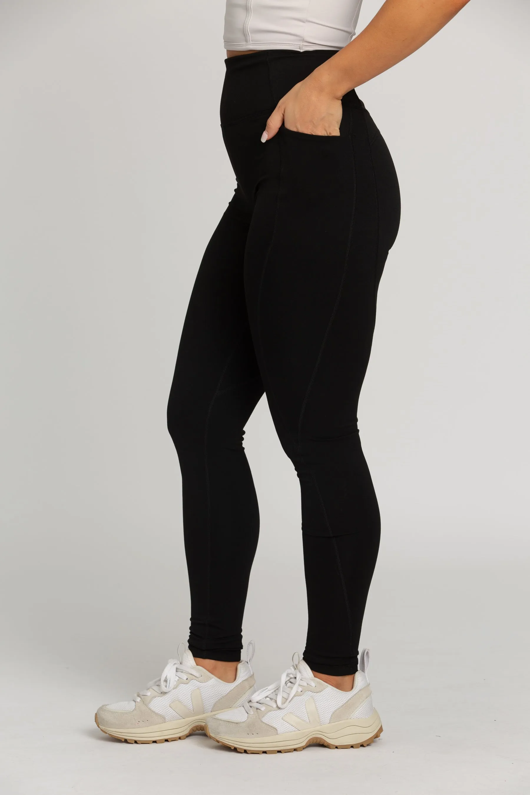 Black Lined Athletic Leggings sold by Gold Hinge product image thumbnail 2