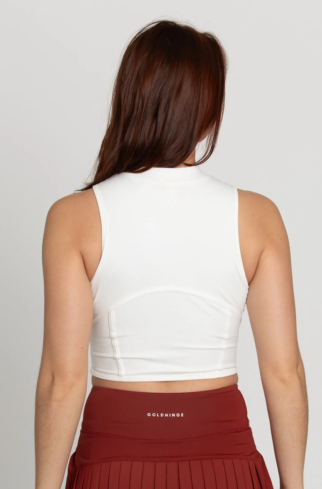 White Sleeveless Crop Top sold by Gold Hinge product image thumbnail 4