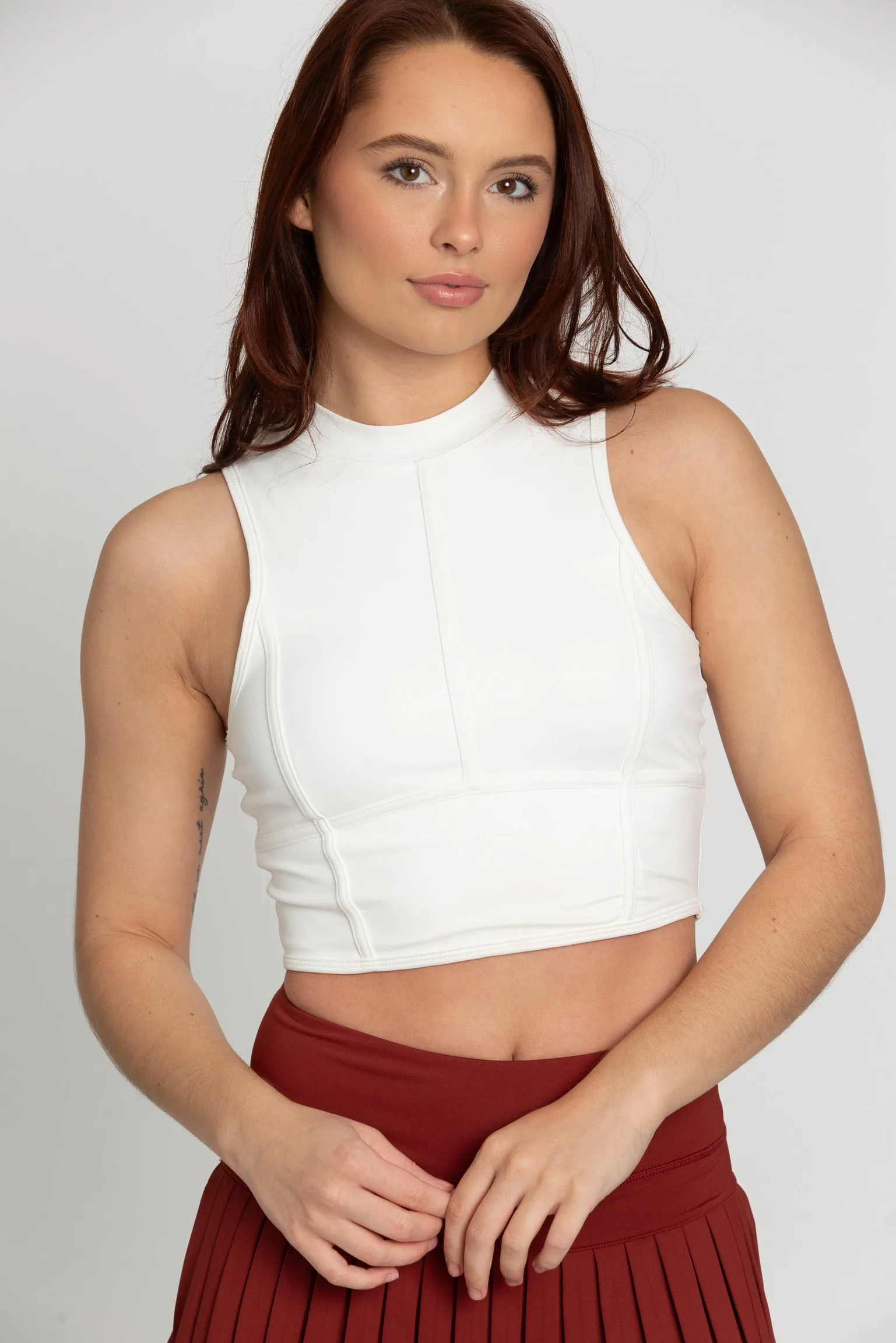 White Sleeveless Crop Top sold by Gold Hinge