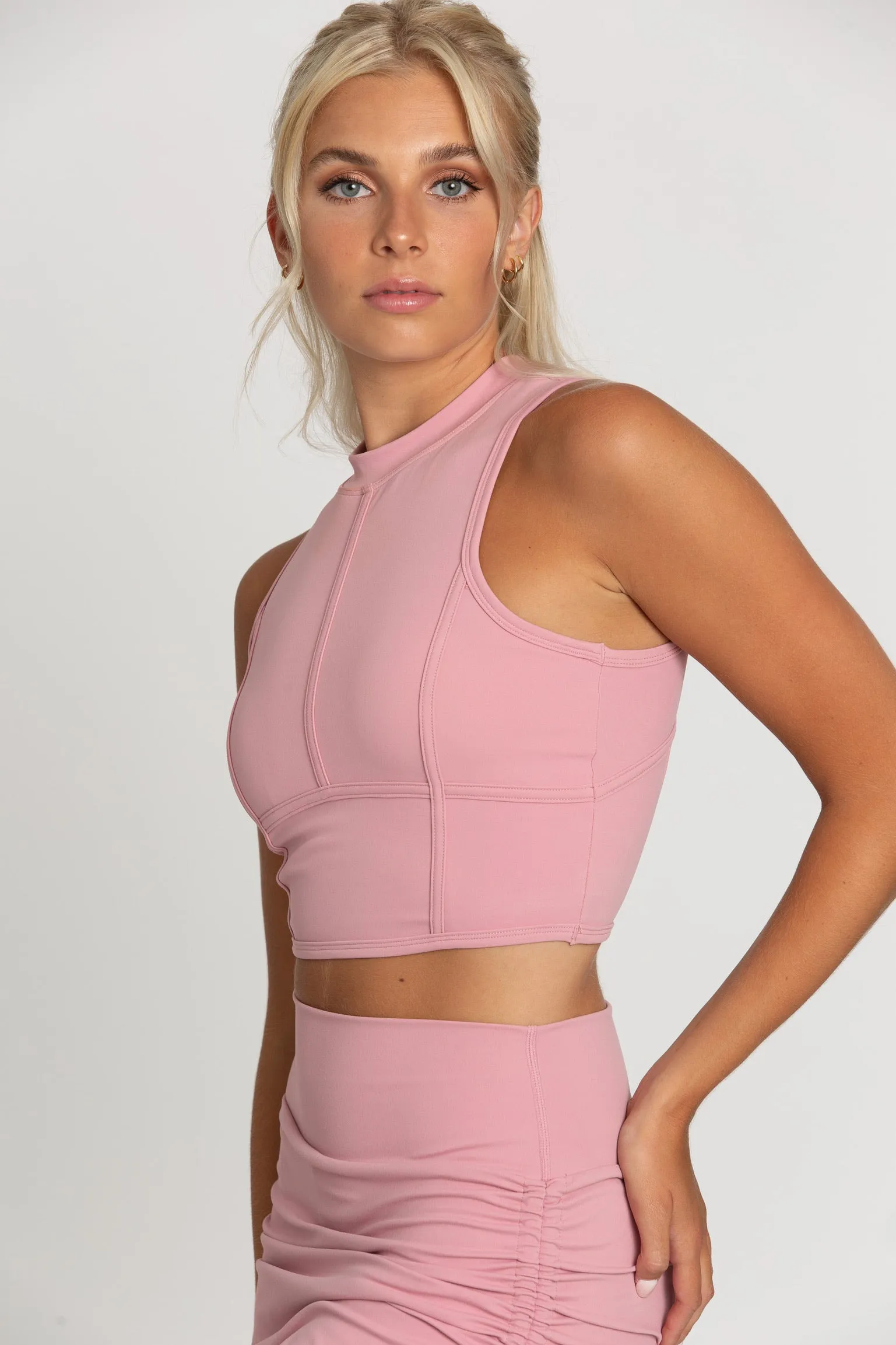 Light Mauve Sleeveless Crop Top sold by Gold Hinge product image thumbnail 2