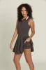Army Green Pleated Lined Collar Tennis Dress sold by Gold Hinge