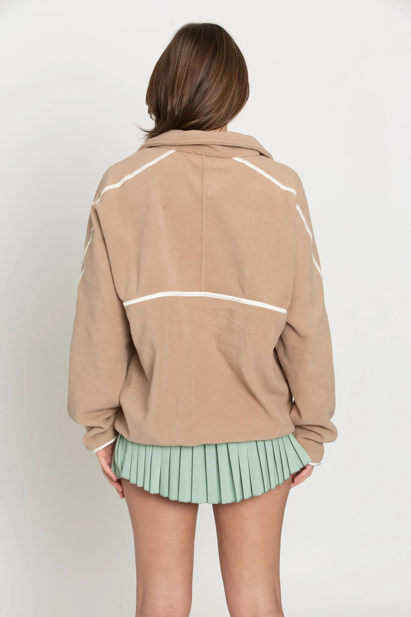 Beige Minimalistic Half-Zip Pullover sold by Gold Hinge product image thumbnail 4