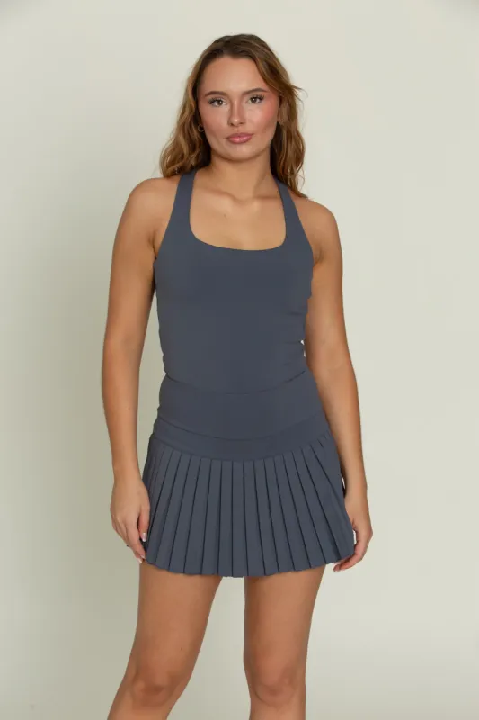 Navy Criss Cross Back Pleated Tennis Dress sold by Gold Hinge