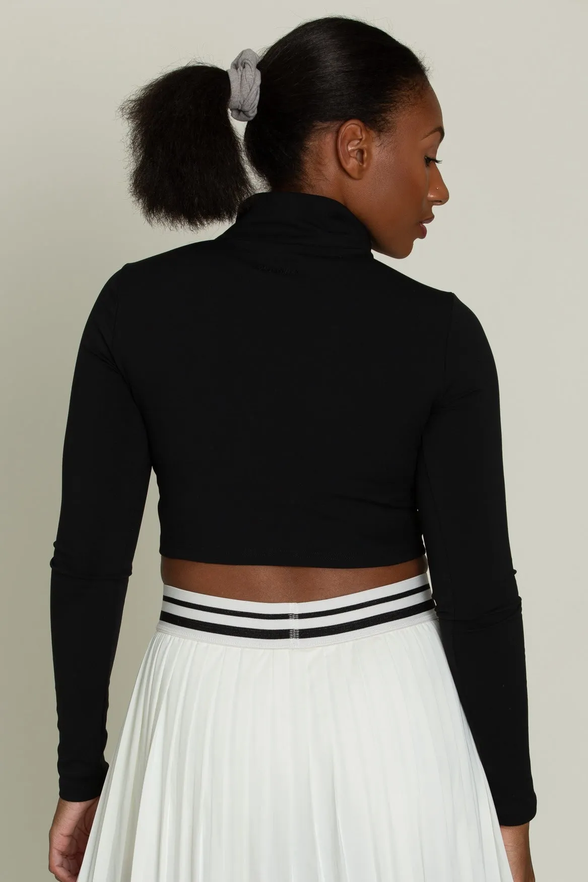 Black Athletic Half-Zip Crop Top sold by Gold Hinge product image thumbnail 3