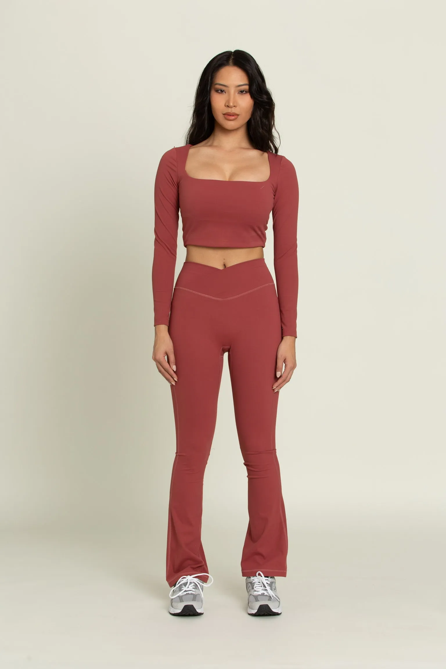 Pale Red Square Neck Long Sleeve Top sold by Gold Hinge product image thumbnail 5