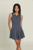 Navy Pleated Lined Collar Tennis Dress sold by Gold Hinge