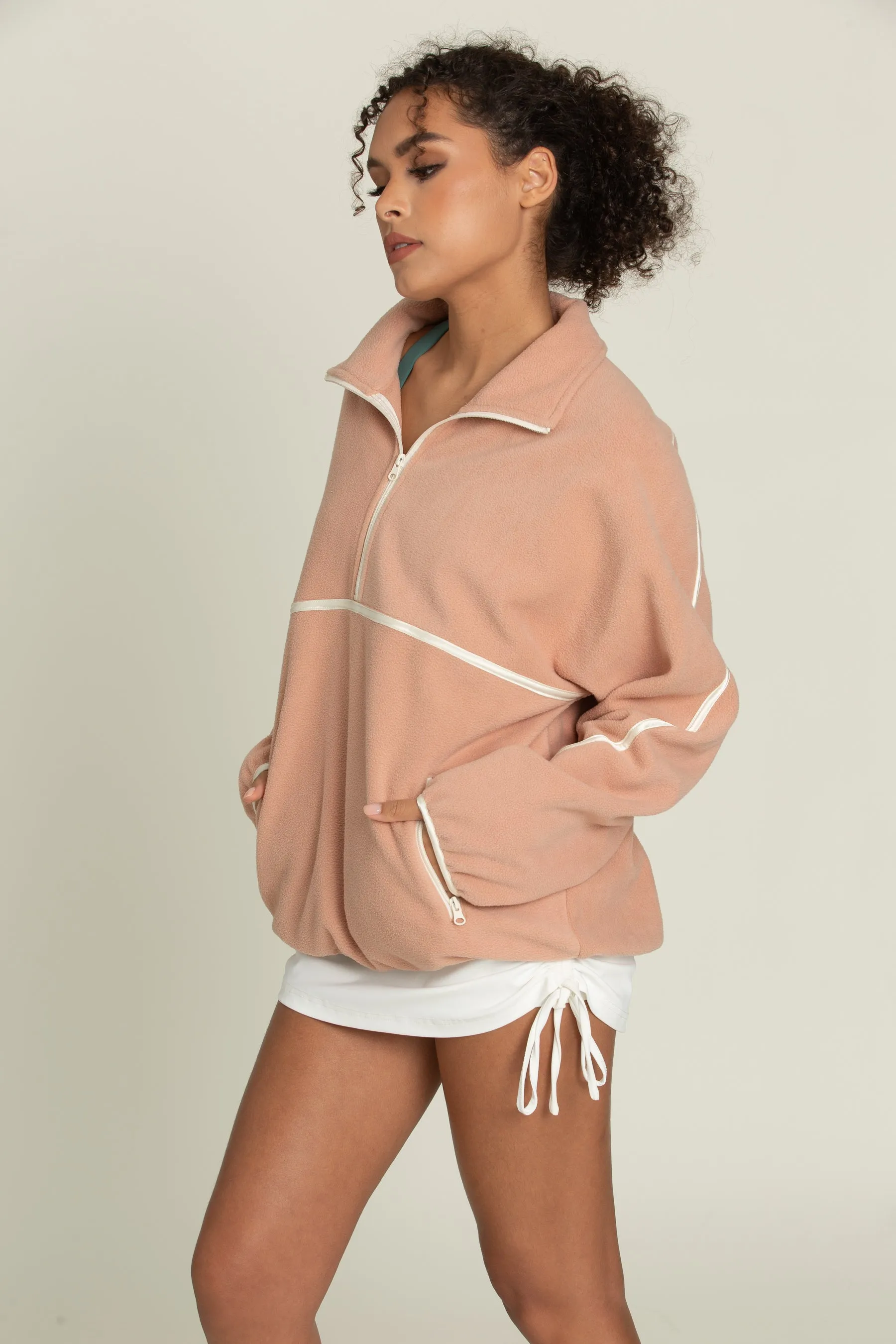 Peach Minimalistic Half-Zip Pullover sold by Gold Hinge product image thumbnail 2