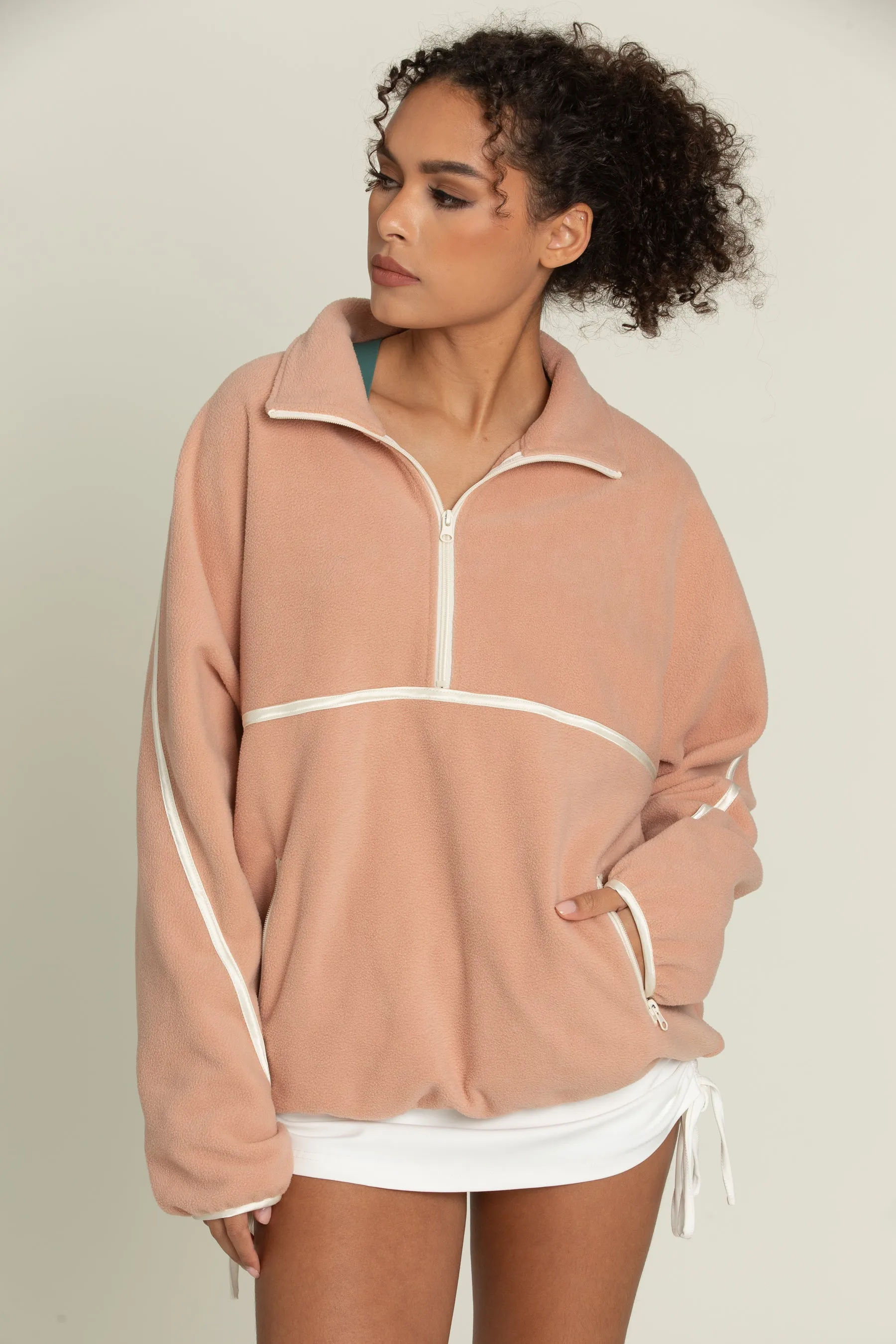 Peach Minimalistic Half-Zip Pullover sold by Gold Hinge product image thumbnail 4