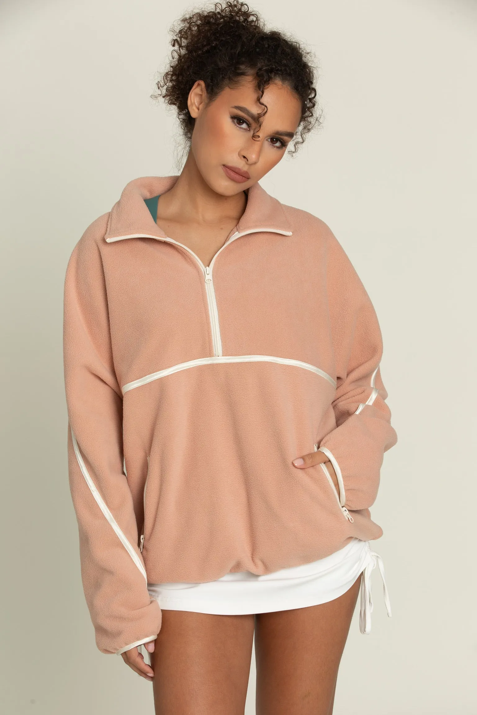 Peach Minimalistic Half-Zip Pullover sold by Gold Hinge