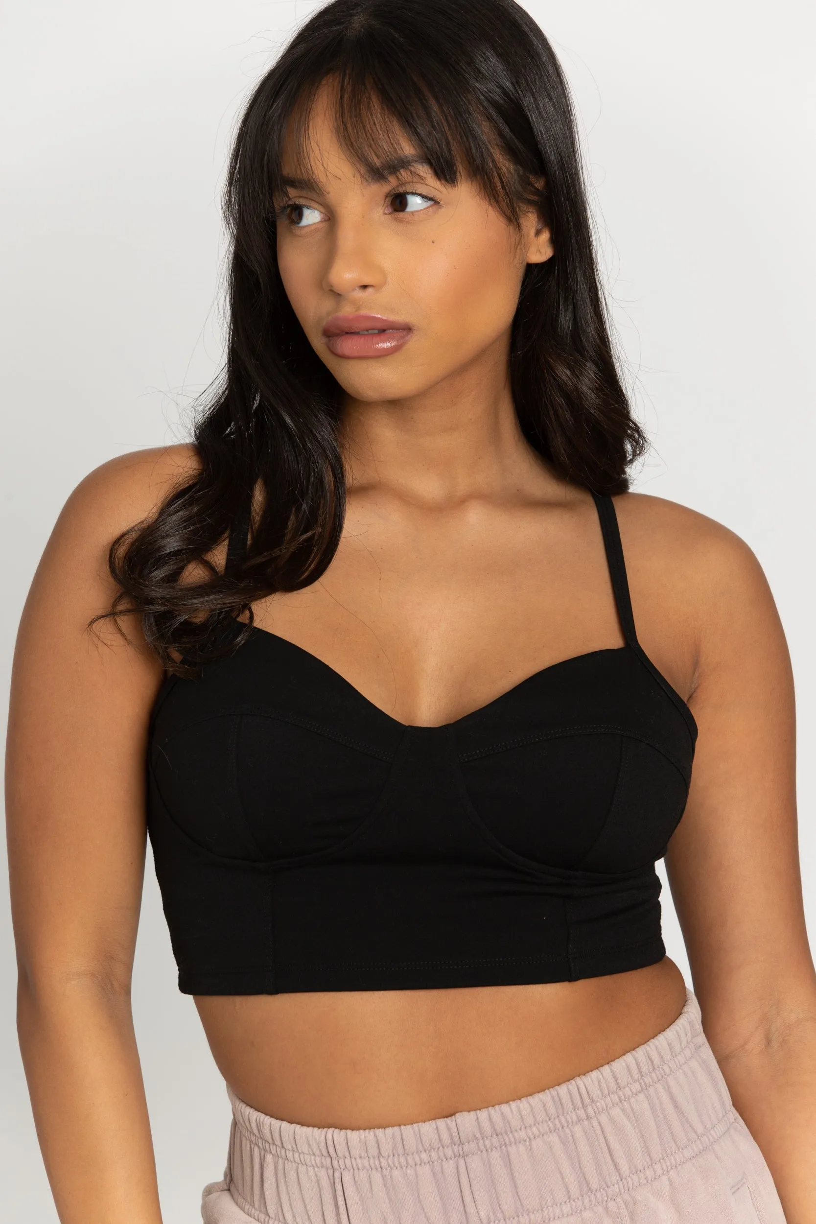 Black Bustier Sports Bra Top sold by Gold Hinge