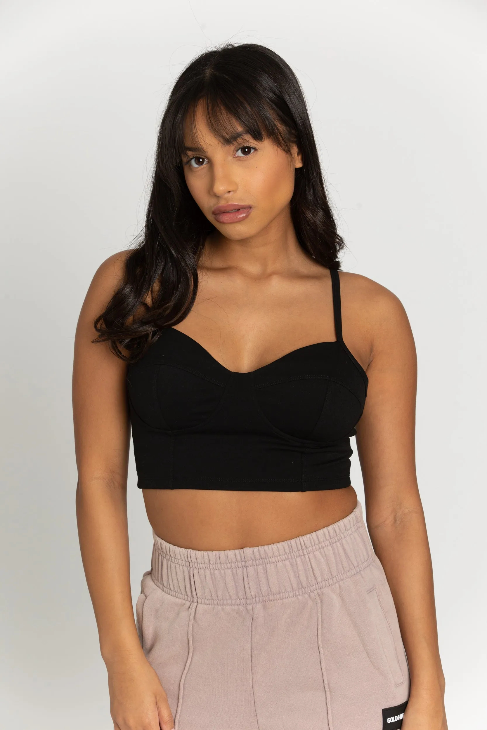 Black Bustier Sports Bra Top sold by Gold Hinge product image thumbnail 4