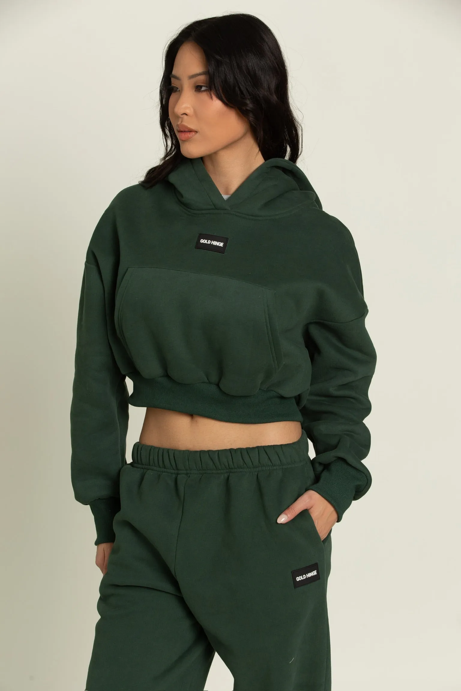 Hunter Green GH Cropped Hoodie sold by Gold Hinge product image thumbnail 4