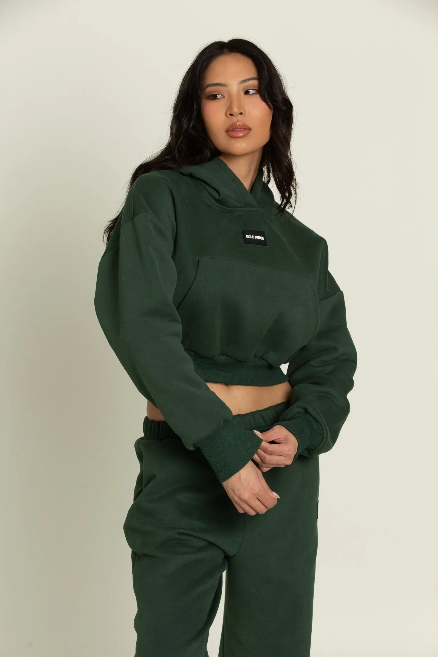 Hunter Green GH Cropped Hoodie sold by Gold Hinge product image thumbnail 2