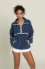 Navy Minimalistic Half-Zip Pullover sold by Gold Hinge