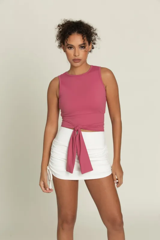 Dark Mauve Tie Wrap Around Yoga Top sold by Gold Hinge