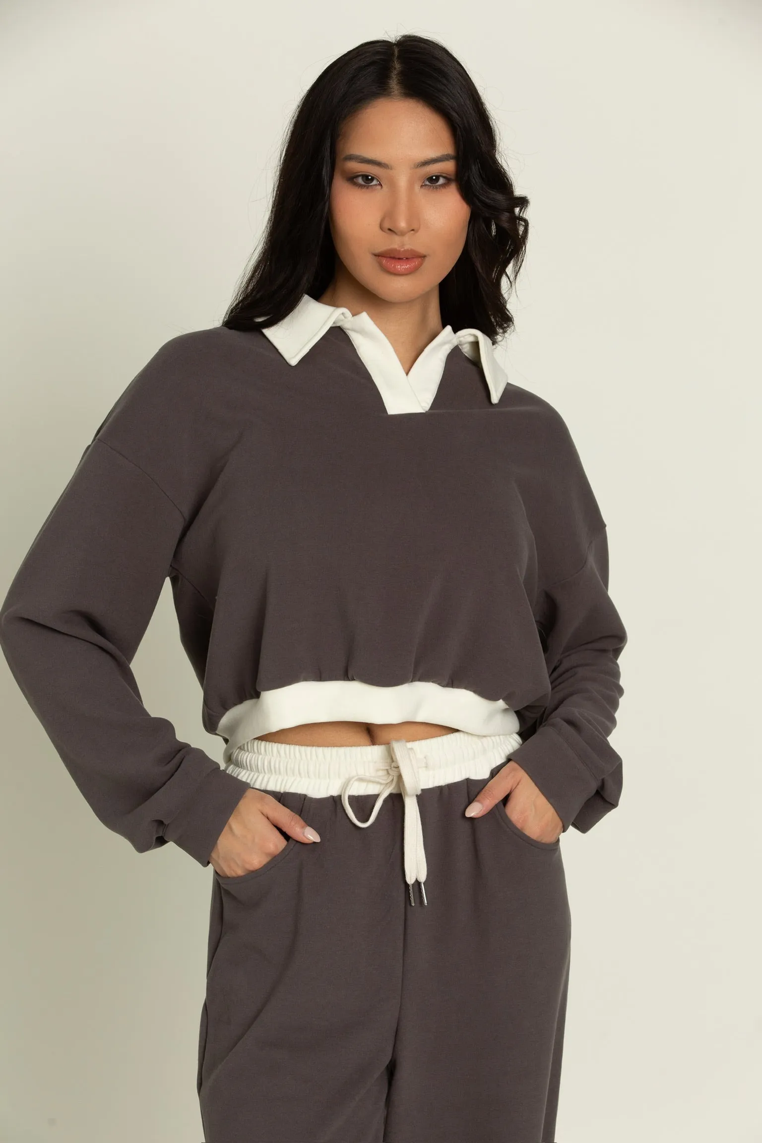 Charcoal Pullover Top sold by Gold Hinge