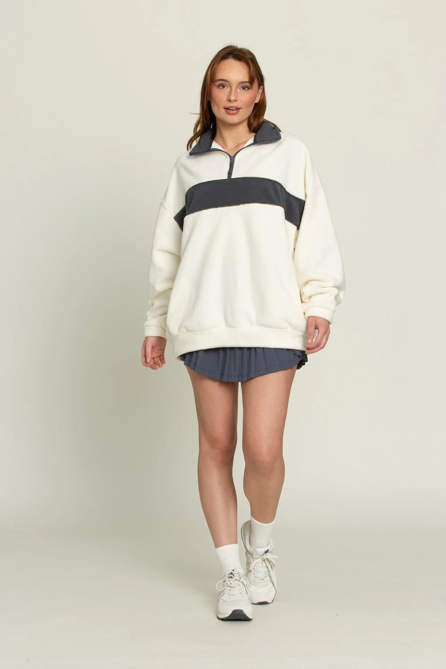 Cream Navy Half-Zip Pullover sold by Gold Hinge product image thumbnail 5