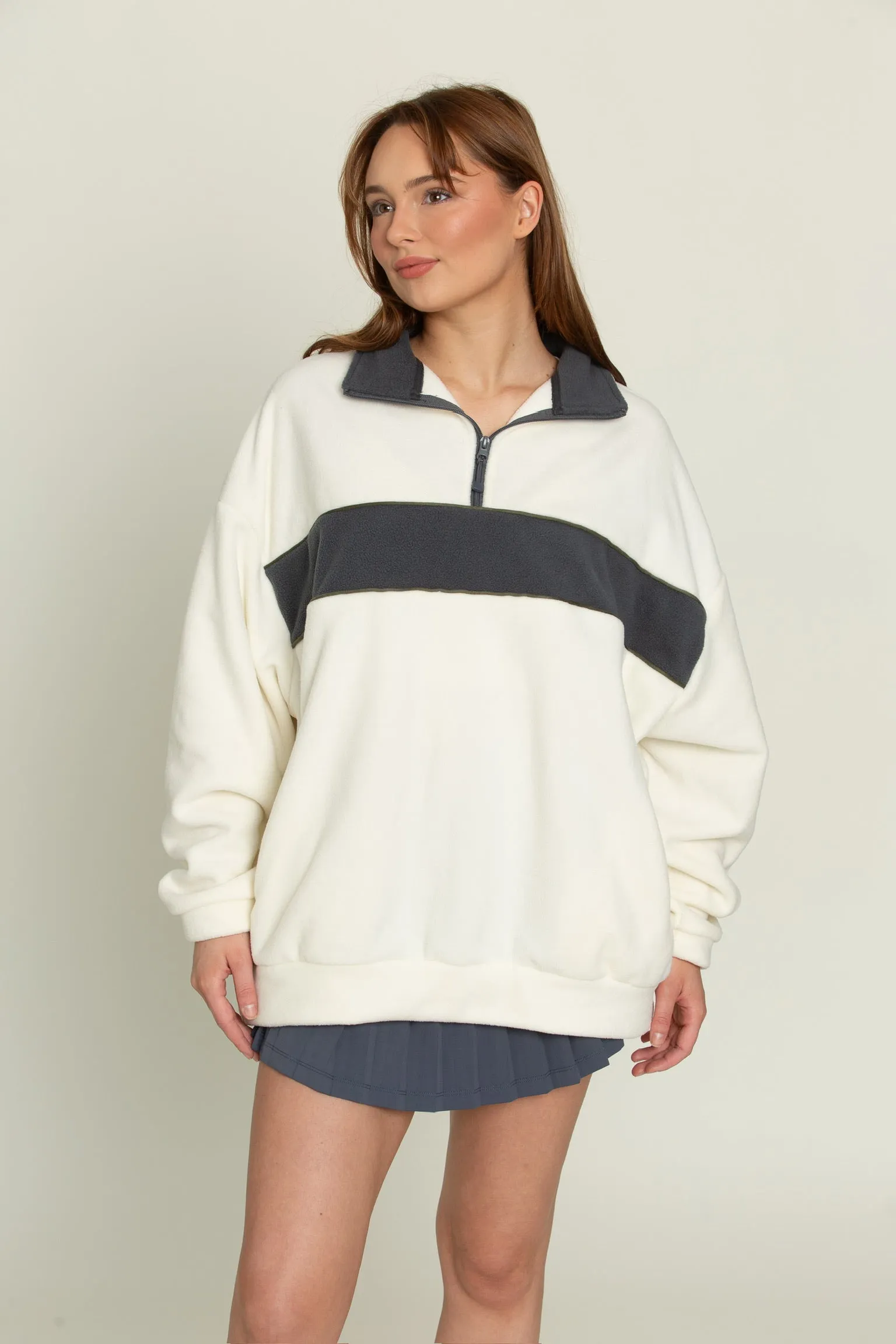 Cream Navy Half-Zip Pullover sold by Gold Hinge product image thumbnail 4